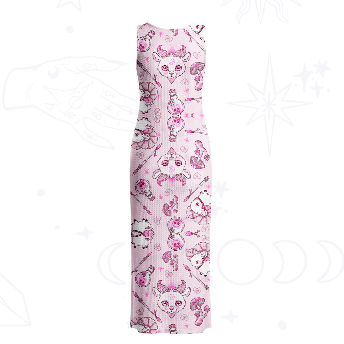 Purplehecate Pastel Occult Goat Crochet Knit Maxi Dress