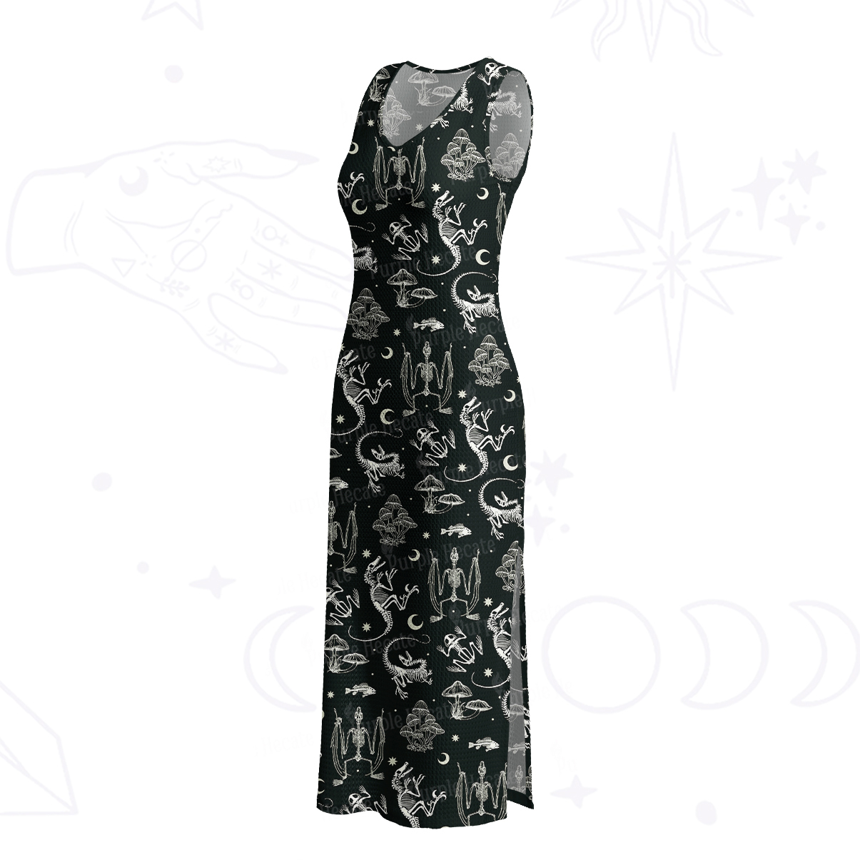 Purplehecate Prehistoric Fantasy Crochet Knit Maxi Dress
