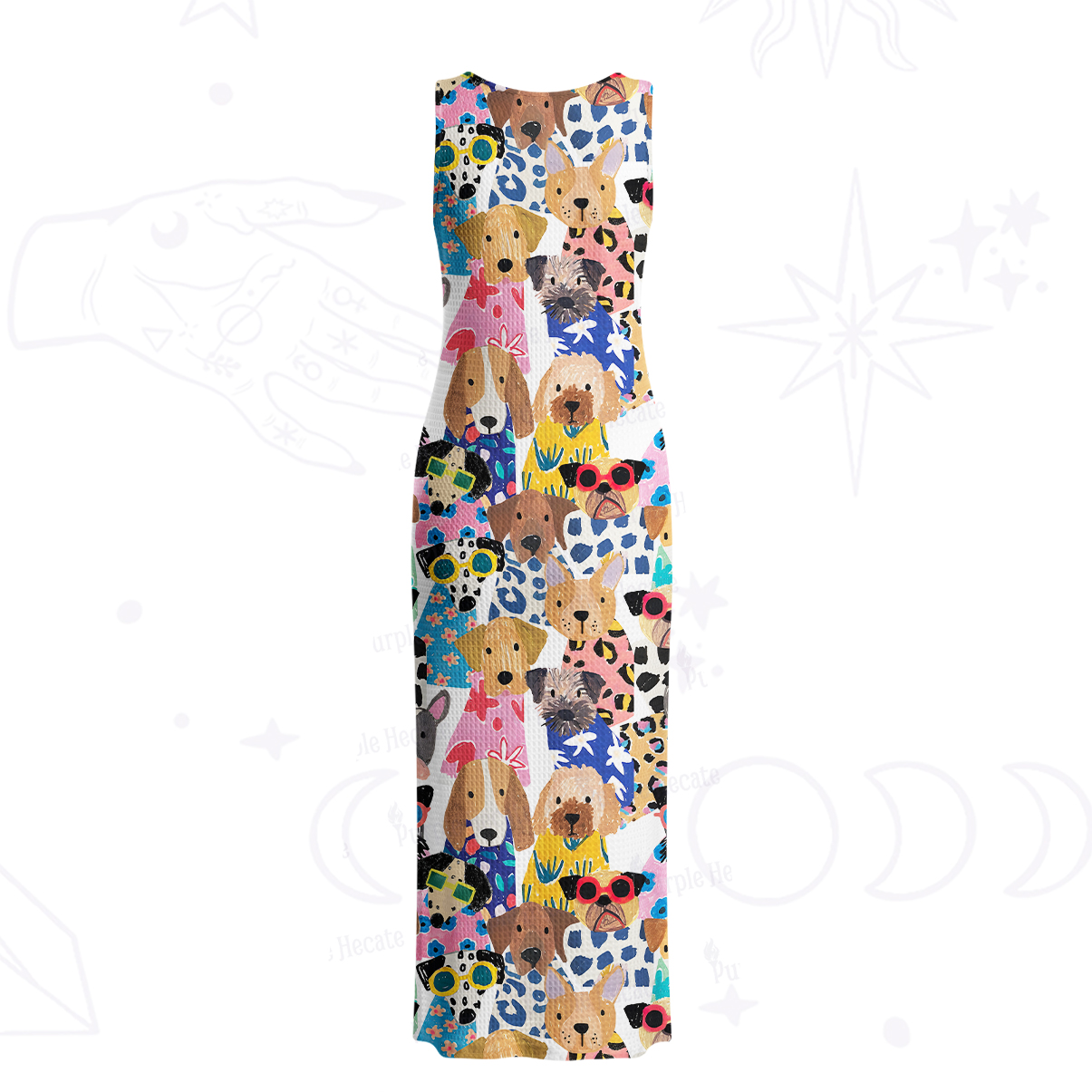 Purplehecate Puppy Parade Crochet Knit Maxi Dress