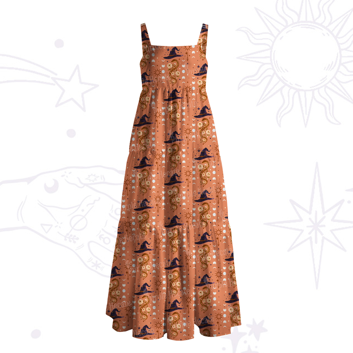 Purplehecate Witch's Enchantment Wide Straps Maxi Dress