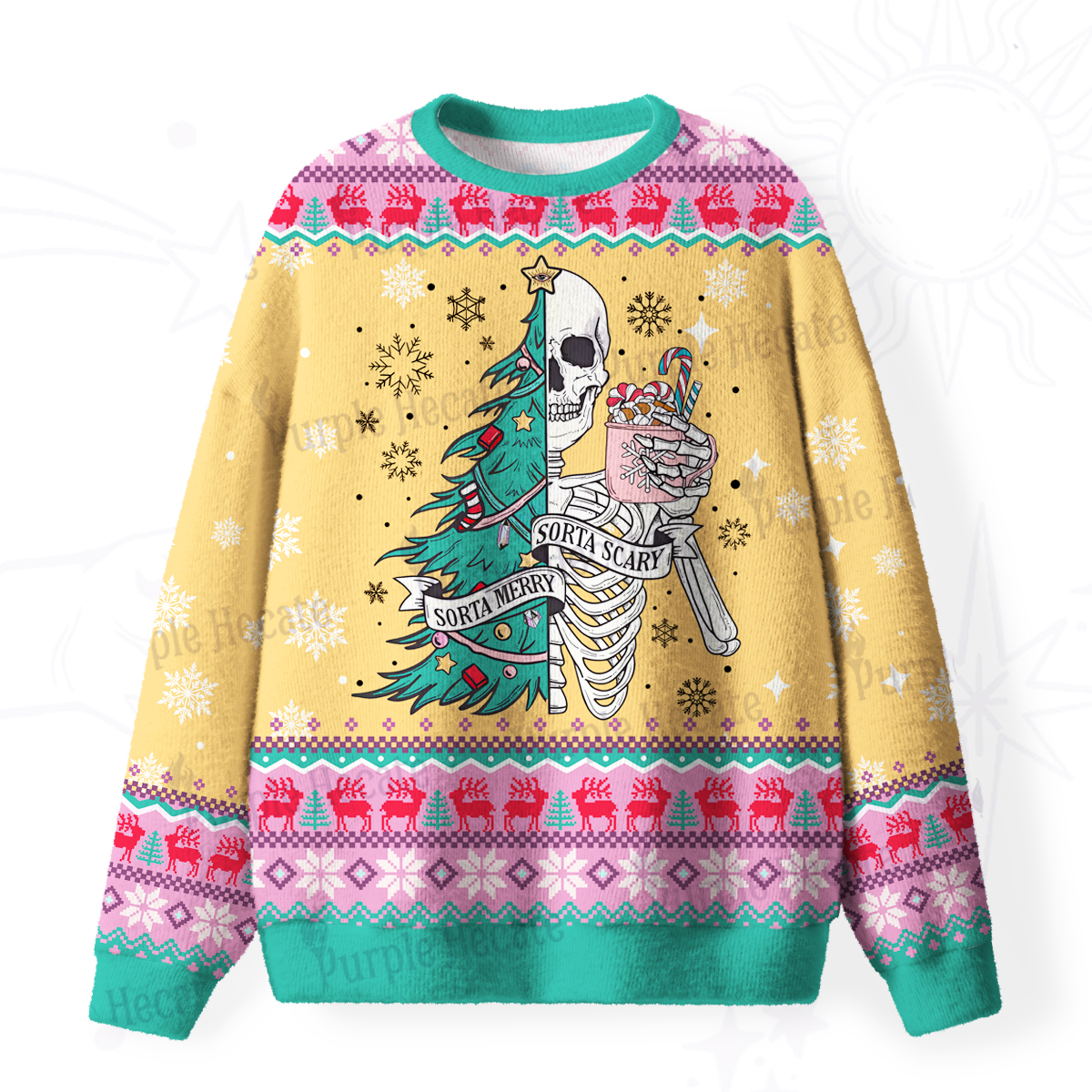 Purplehecate Sorta Merry Sorta Scary Christmas Fuzzy Ugly Christmas Sweatshirt