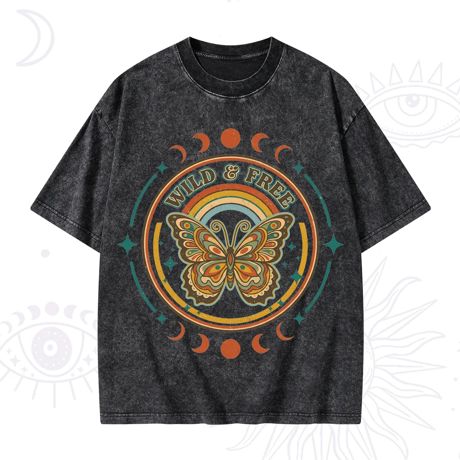 Purplehecate Wild And Free Butterfly Washed T-Shirt