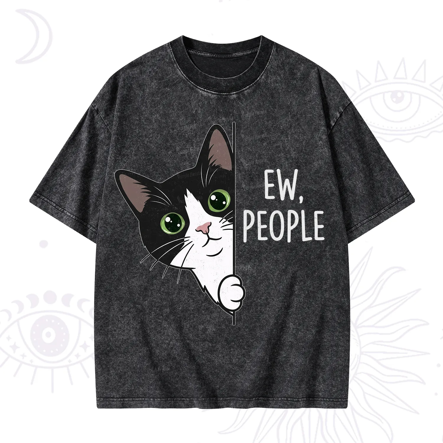 Purplehecate Funny Cat Ew People Washed T-Shirt