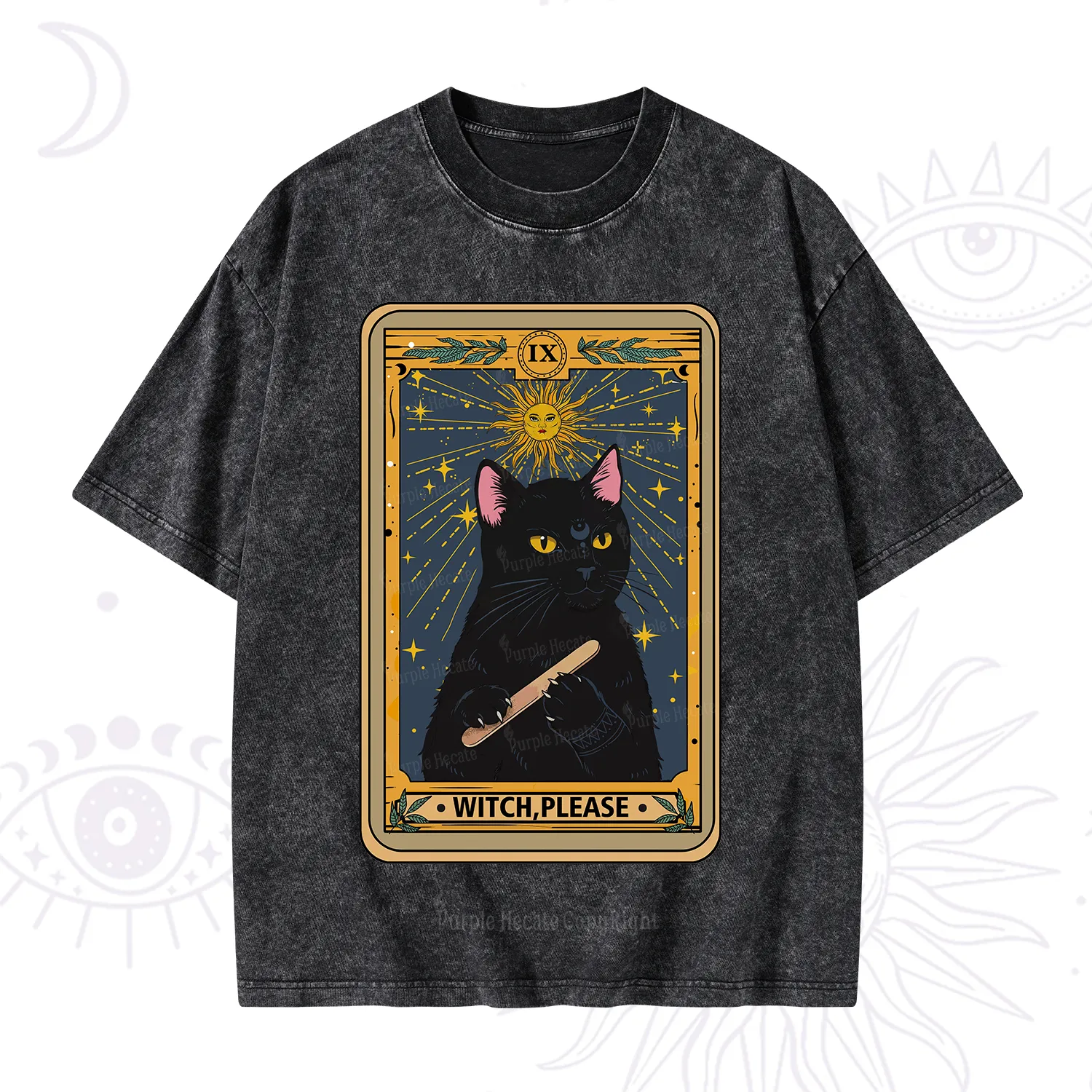 Purplehecate The Witch Please Tarot Washed T-Shirt