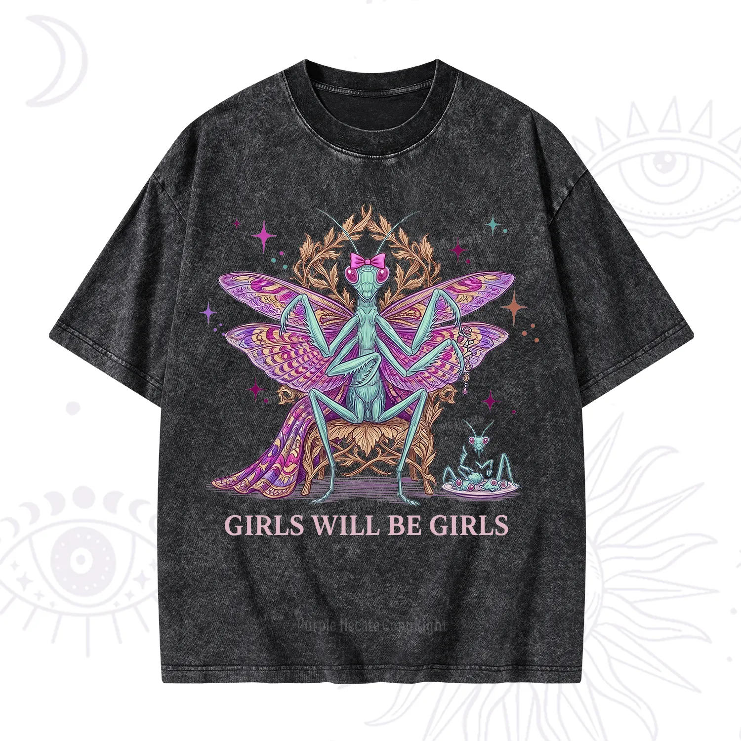 Purplehecate Girls Will Be Girls Mantis Queen Washed T-Shirt