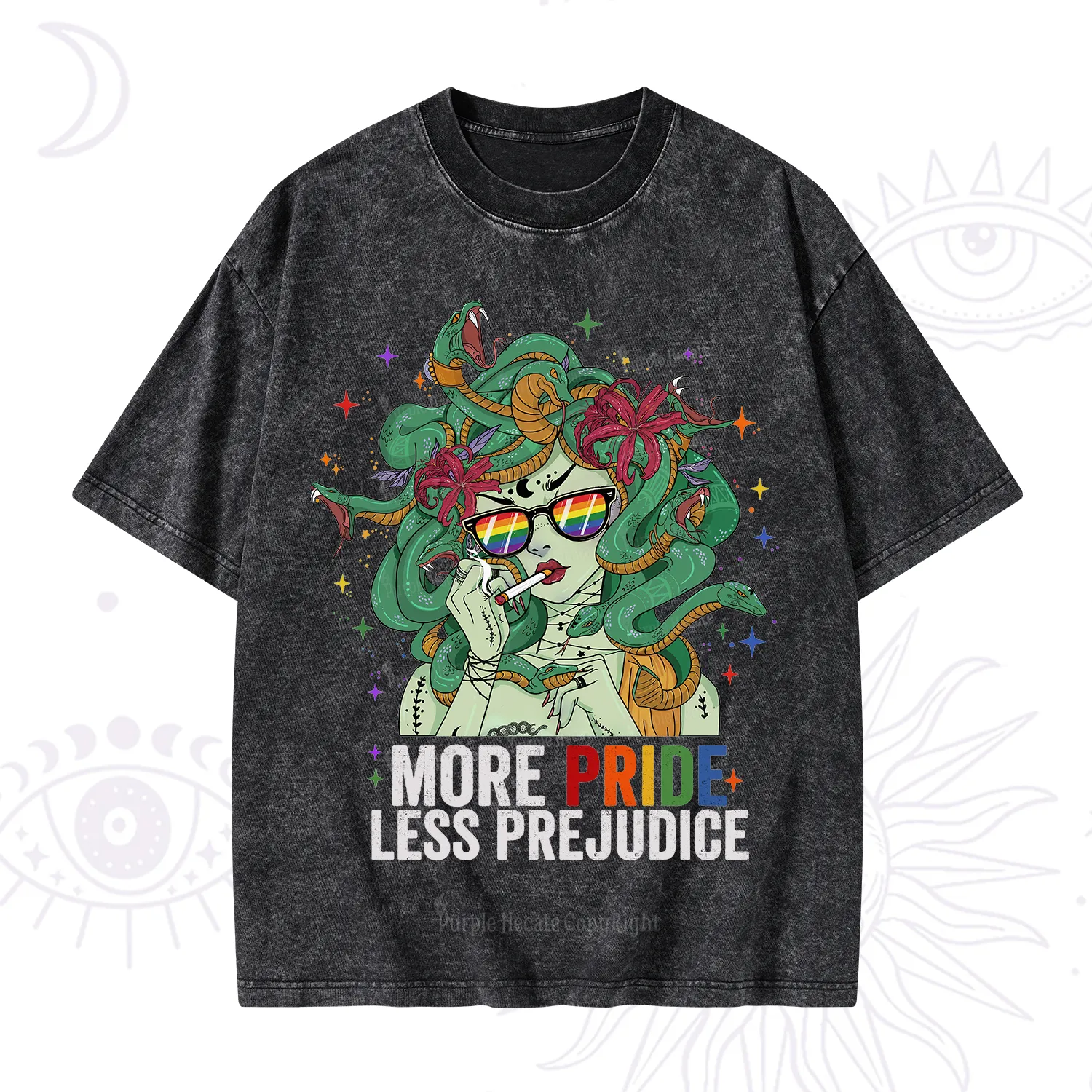 Purplehecate More Pride Less Prejudice Medusa Washed T-Shirt