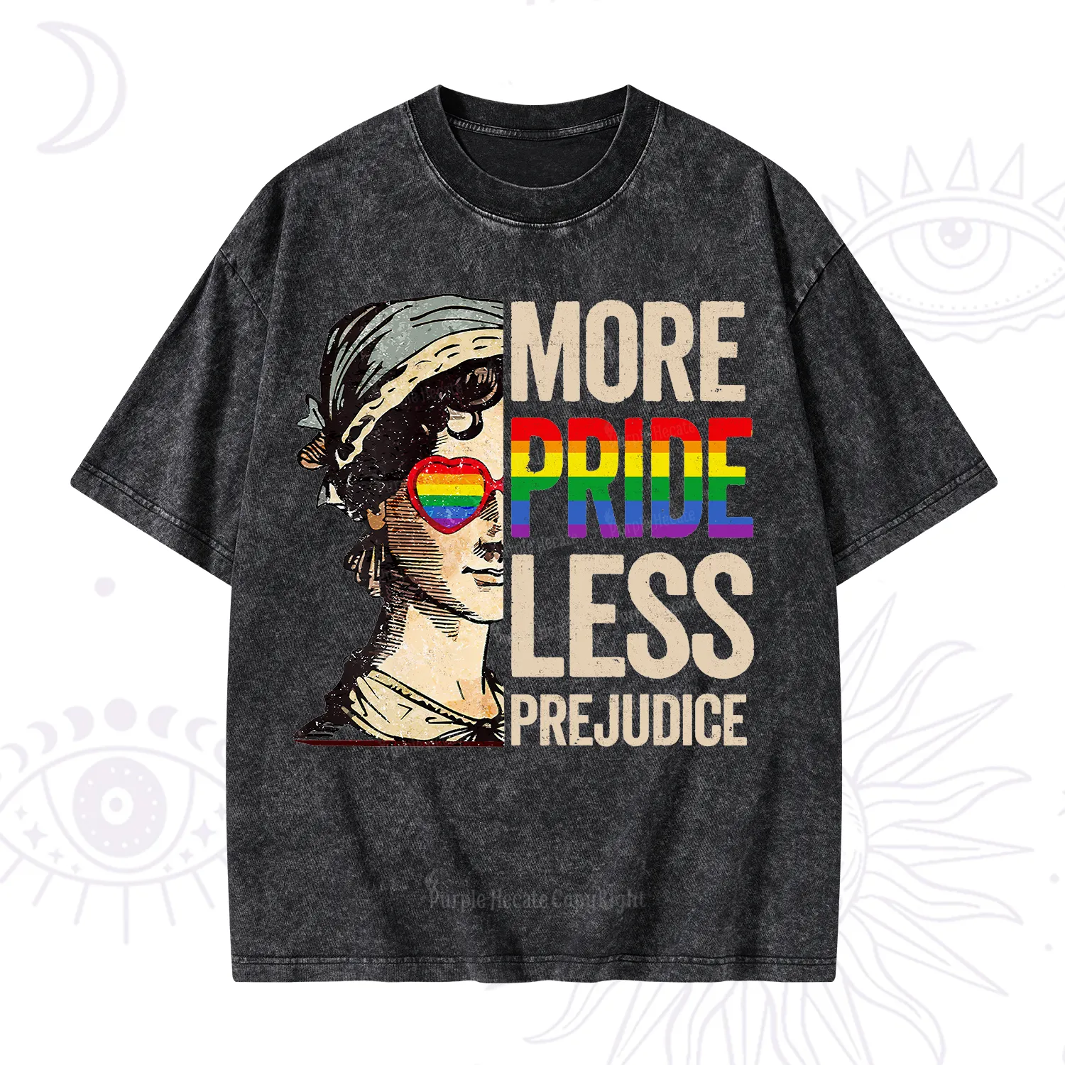 Purplehecate More Pride Less Prejudice Rainbow Washed T-Shirt