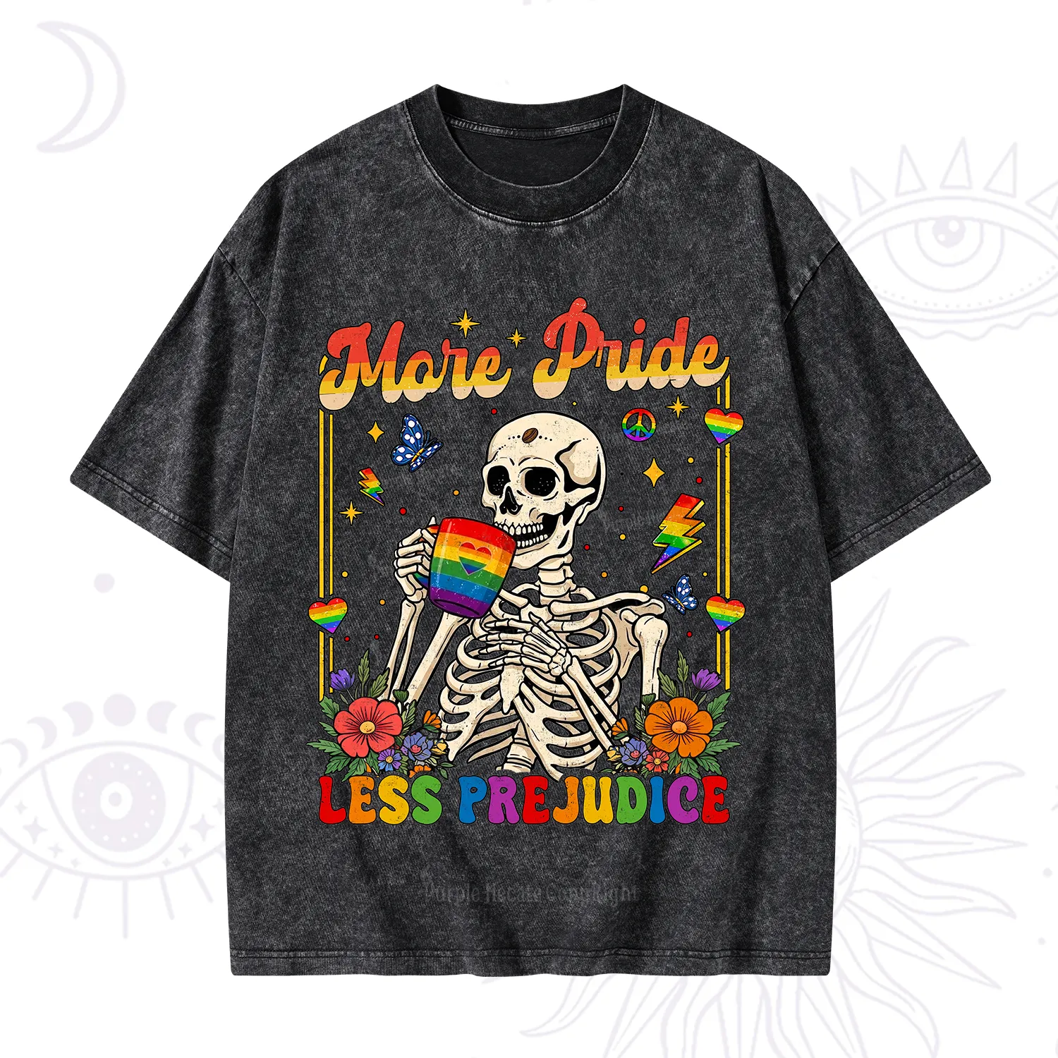 Purplehecate More Pride Less Prejudice Skeleton Washed T-Shirt