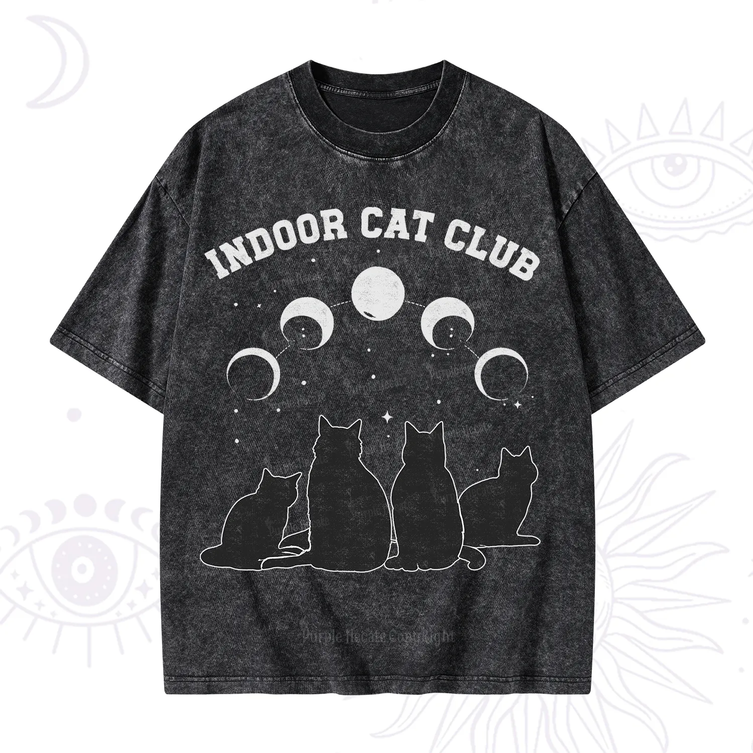 Purplehecate Indoor Cat Club Washed T-Shirt