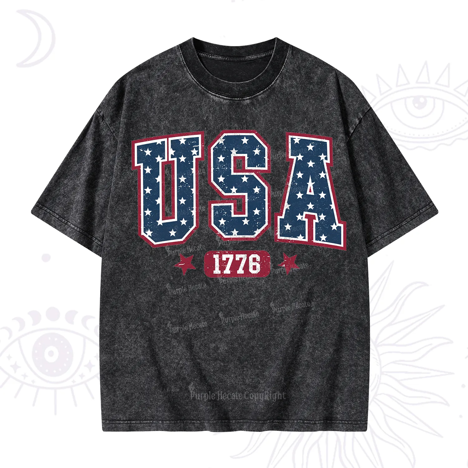Purplehecate Retro USA 1776 Washed T-Shirt