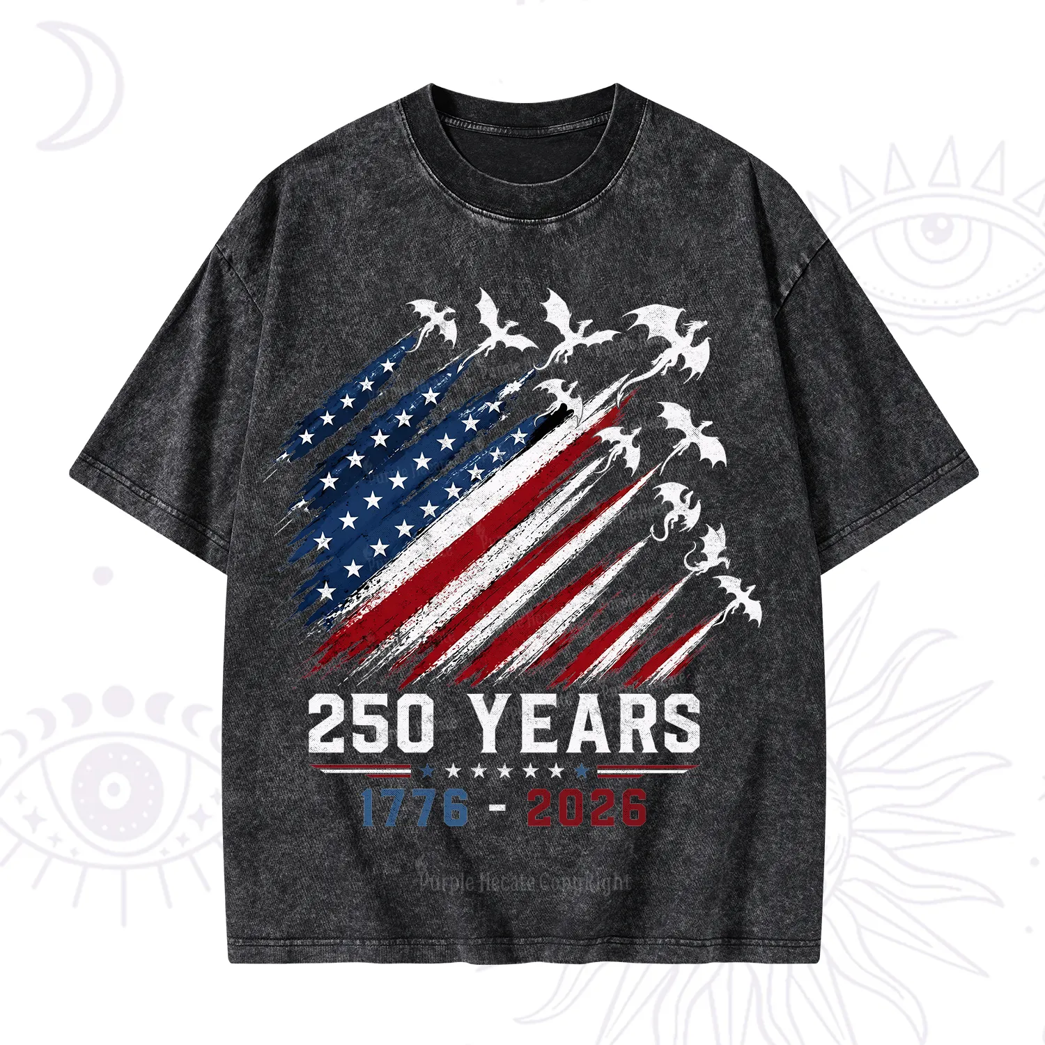 Purplehecate Red White Blue 250 Years Washed T-Shirt