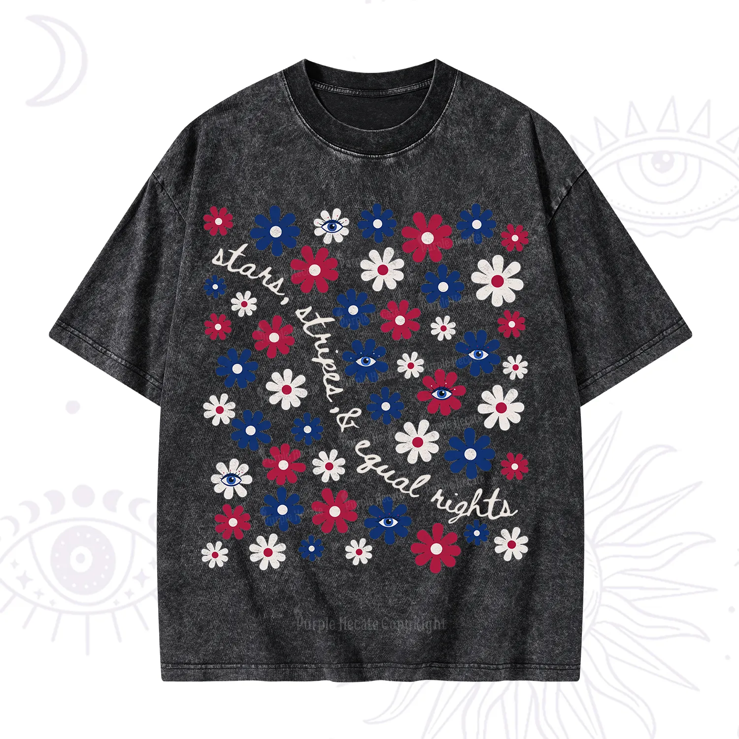 Purplehecate Stars Stripes Equal Rights Washed T-Shirt