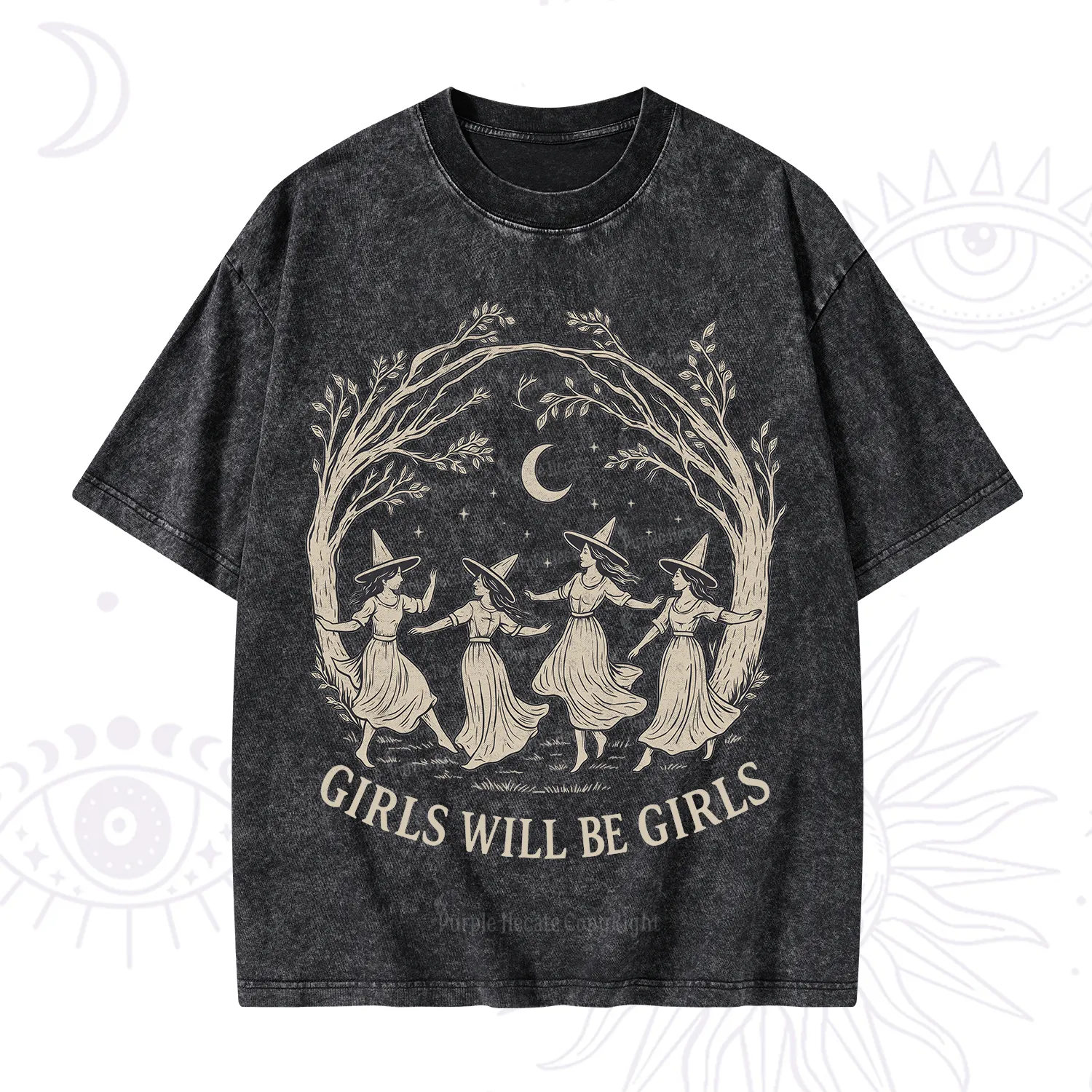 Purplehecate Girls Will Be Girls Witch Washed T-Shirt