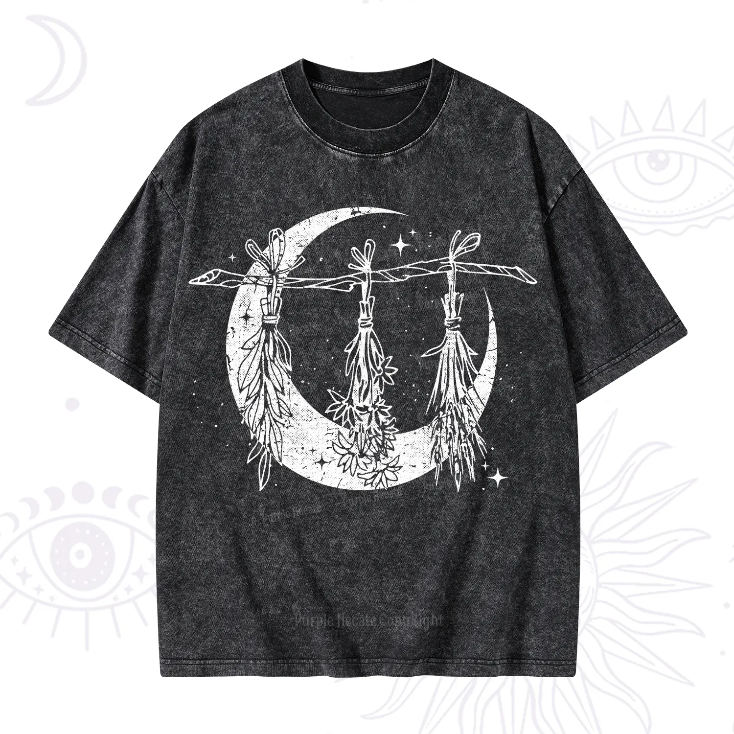 Purplehecate Witchy Moon Herbs Washed T-Shirt