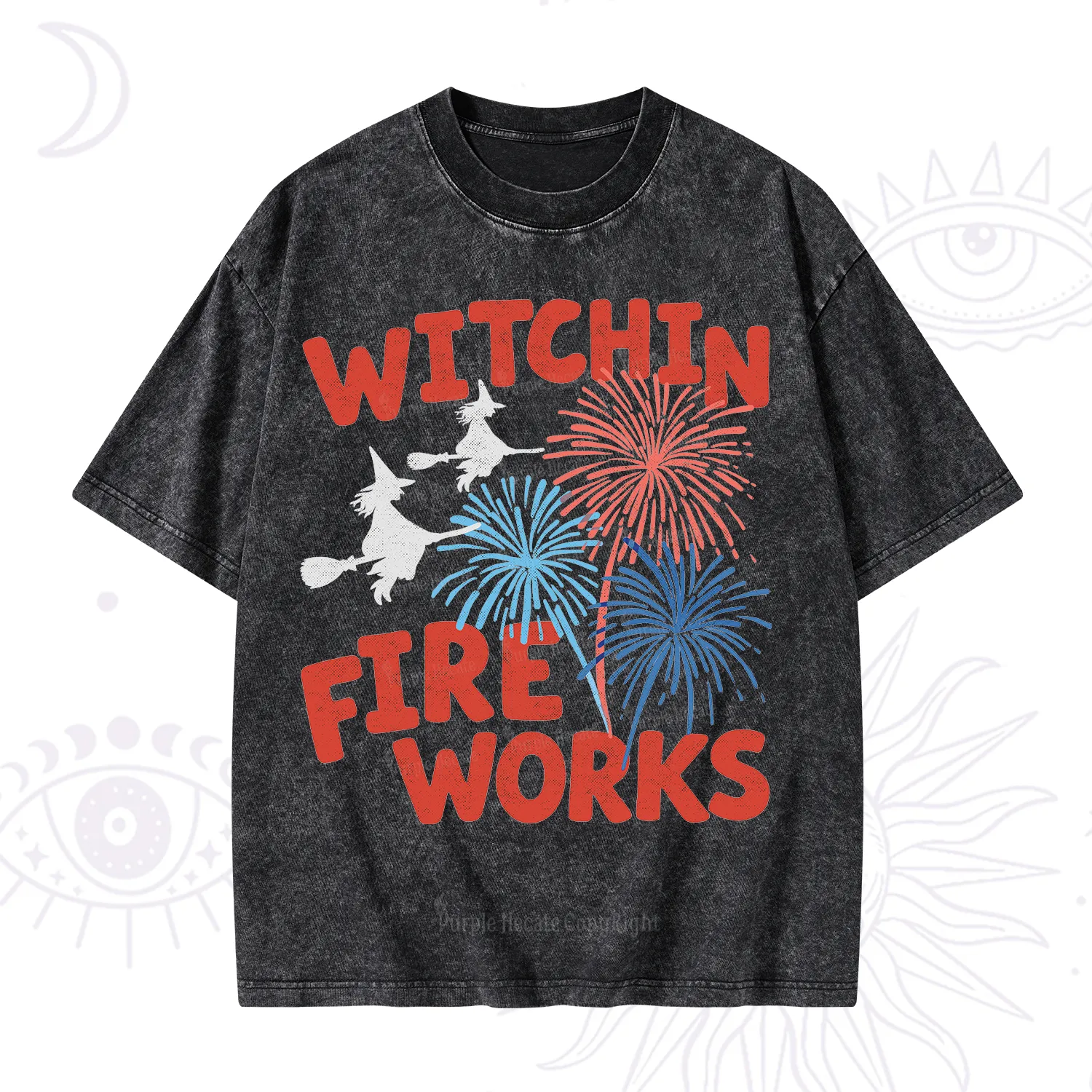 Purplehecate Witchin' Fireworks 4th of July Washed T-Shirt
