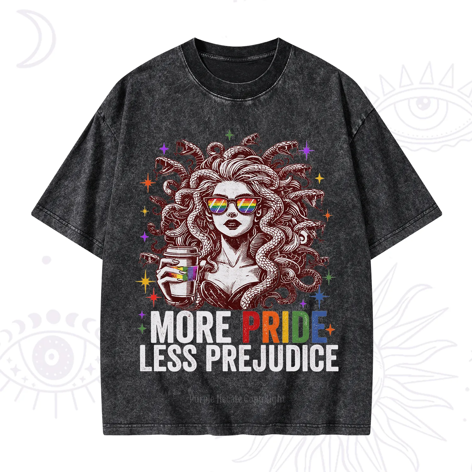 Purplehecate More Pride Less Prejudice Medusa Washed T-Shirt