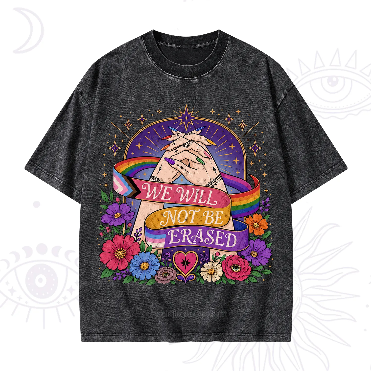 Purplehecate We Will Not Be Erased Pride Washed T-Shirt