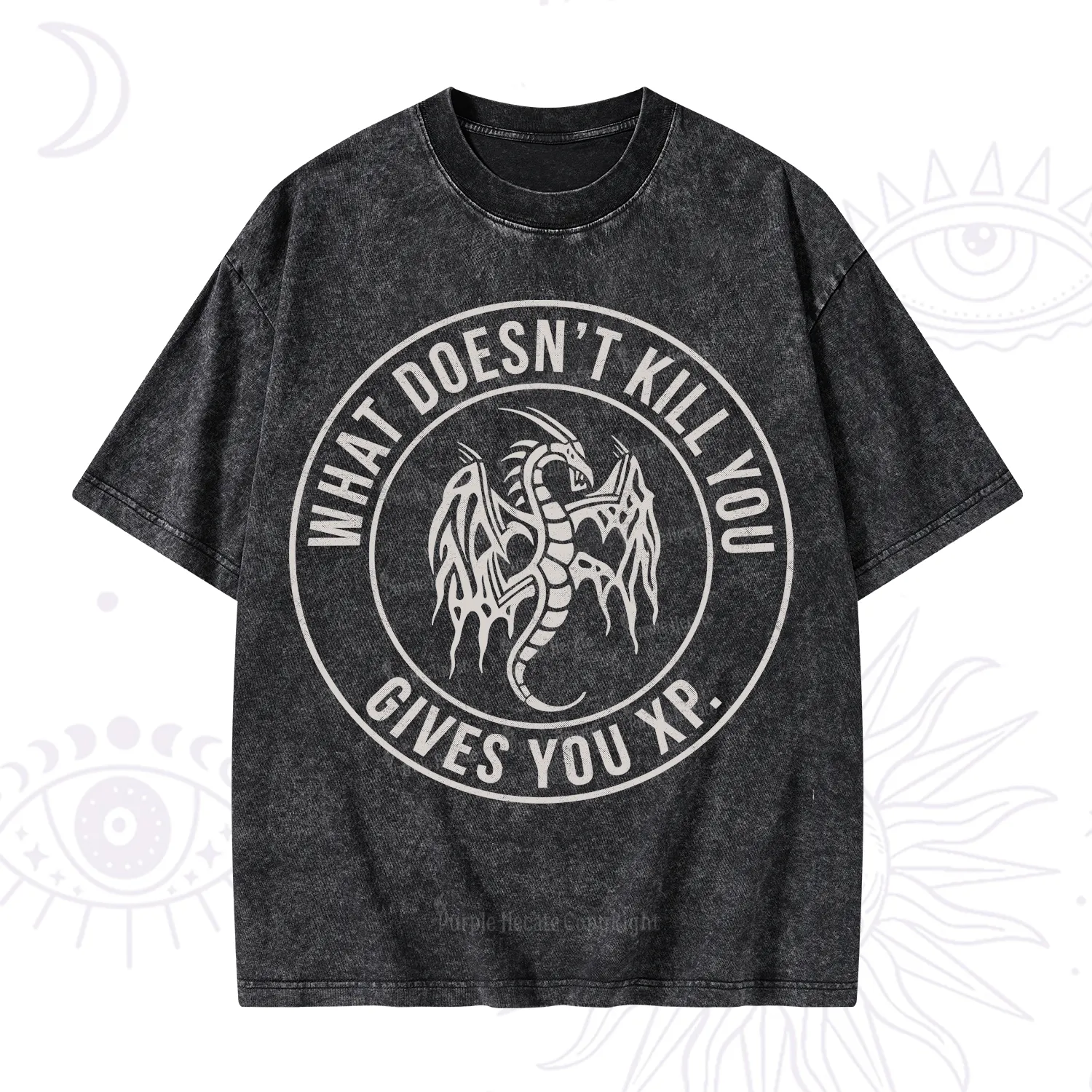 Purplehecate What Doesn't Kill You Gives You XP Washed T-Shirt