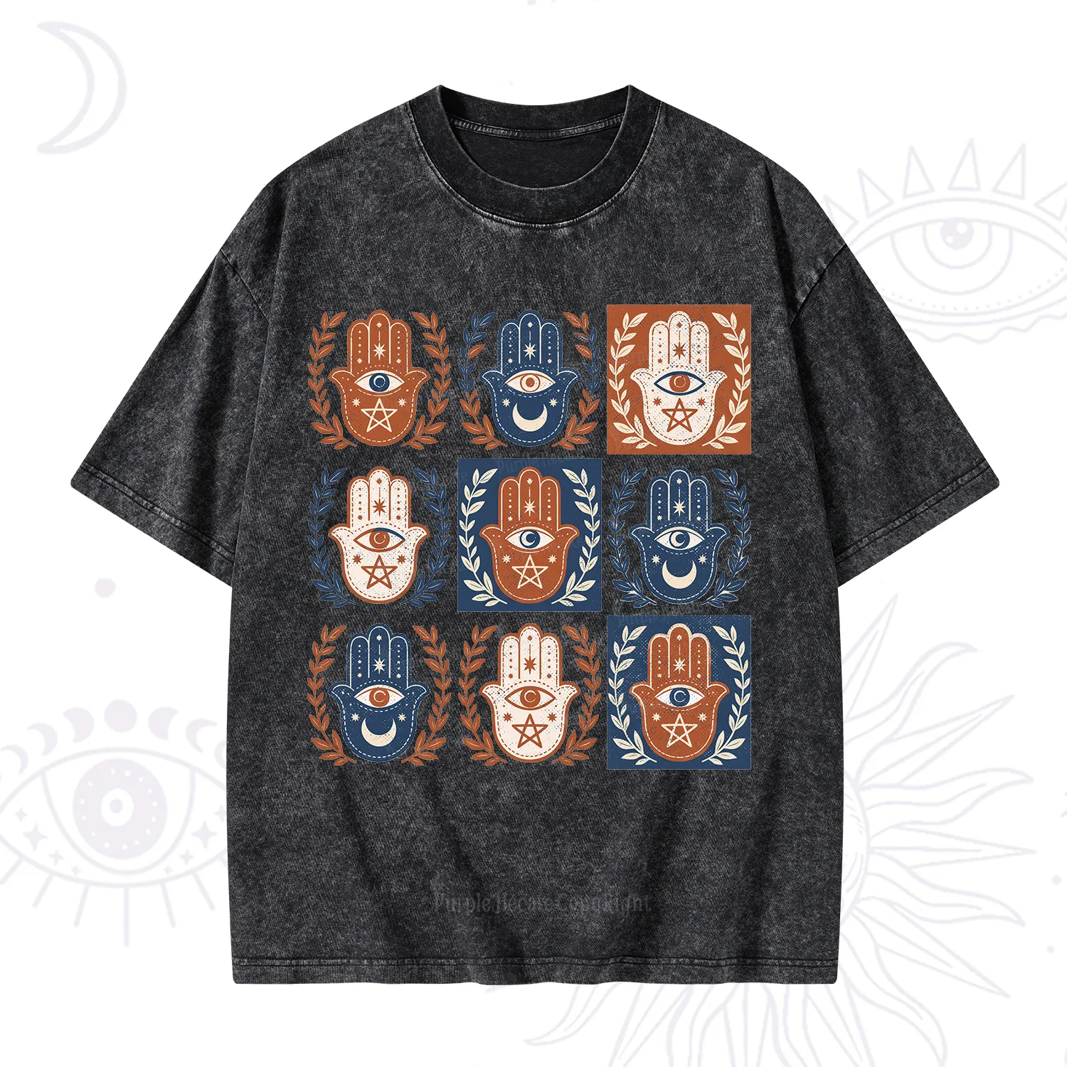 Purplehecate Hamsa Hand Washed T-Shirt