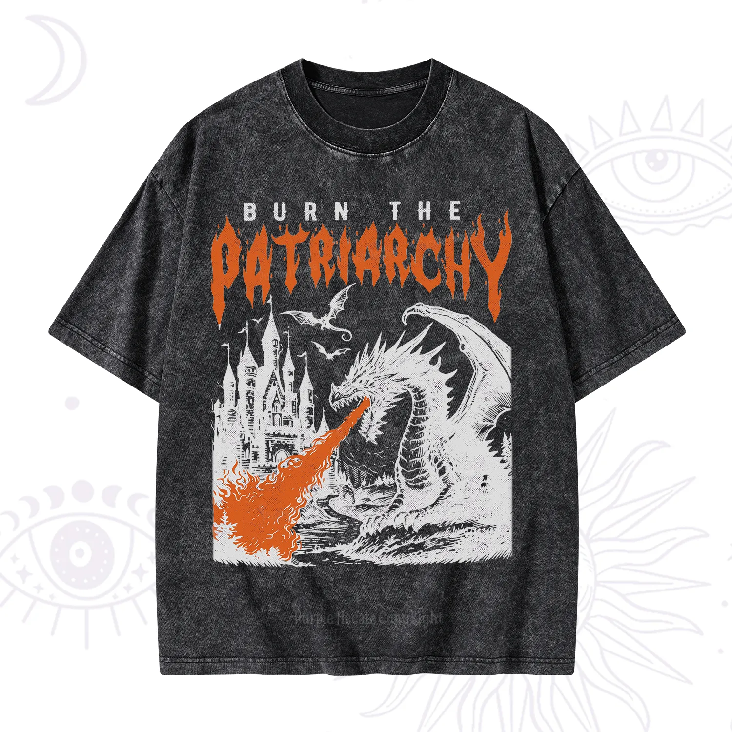Purplehecate Burn the Patriarchy Dragon Washed T-Shirt