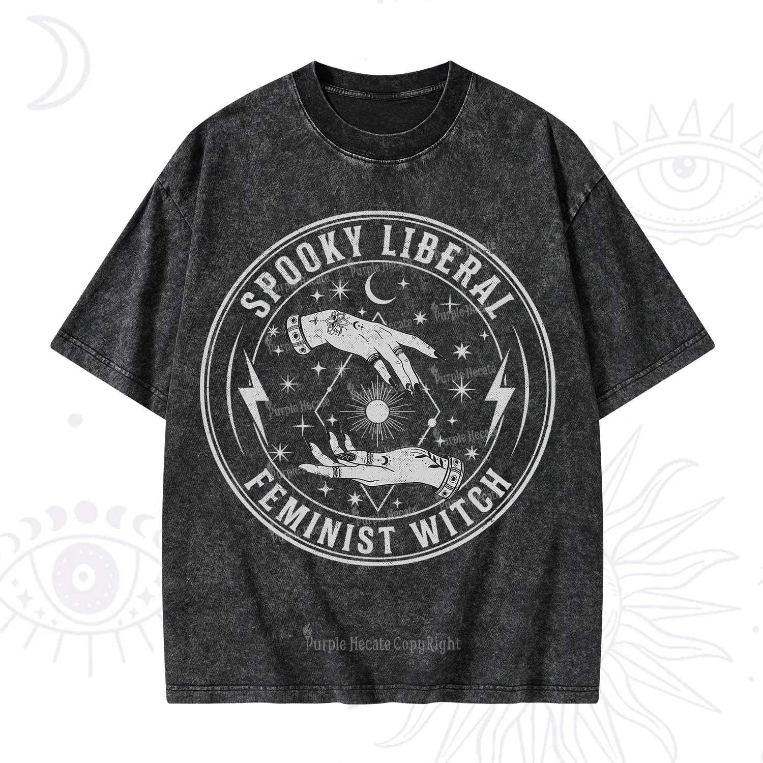 Purplehecate Spooky Liberal Feminist Witch Washed T-Shirt