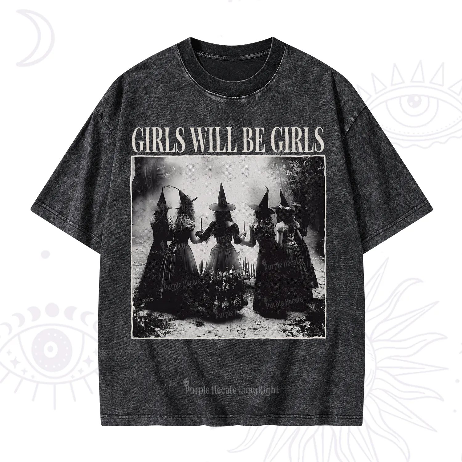 Purplehecate Girl Will Be Girl Witch Washed T-Shirt