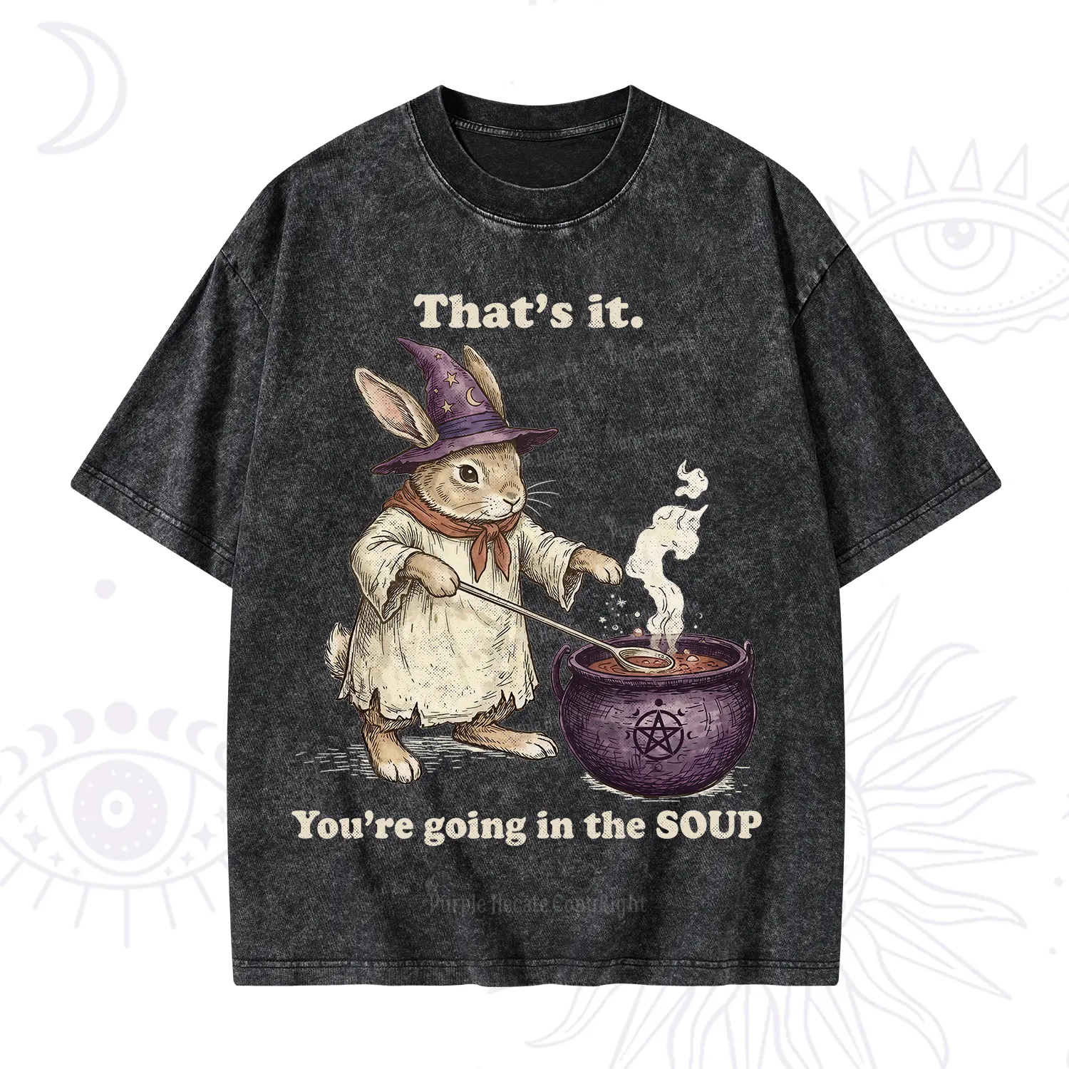 Purplehecate That's It You're Going in the Soup Witch Bunny Washed T-Shirt
