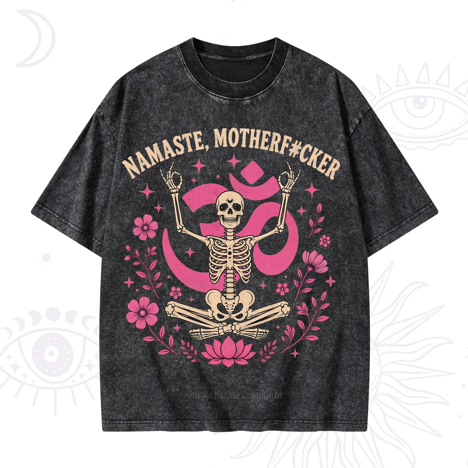 Purplehecate Namaste Motherf*cker Skeleton Washed T-Shirt