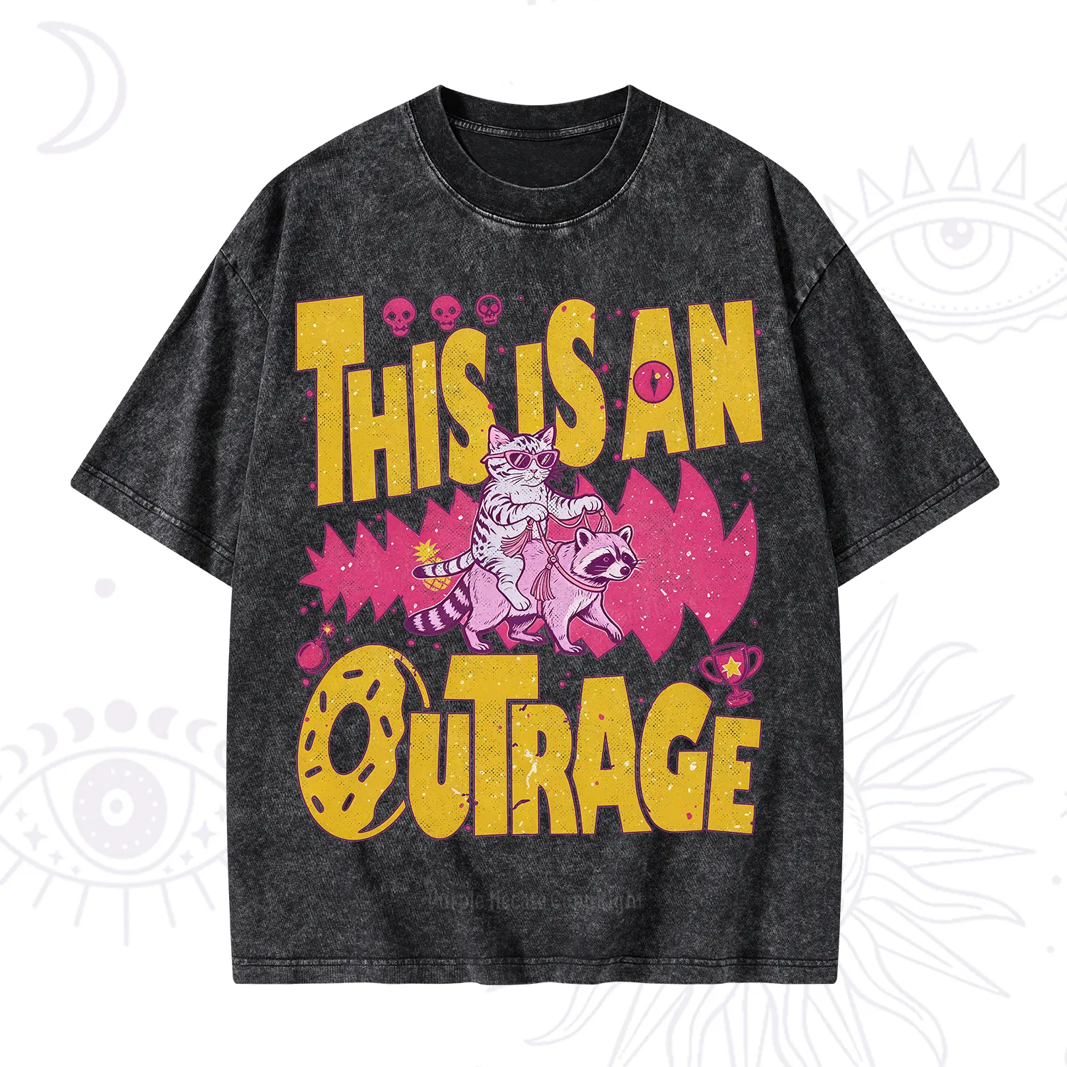 Purplehecate This Is An Outrage Angry Raccoons Washed T-Shirt