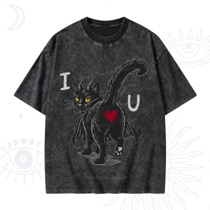 Purplehecate Bad Bad Evil Cat Washed T-Shirt