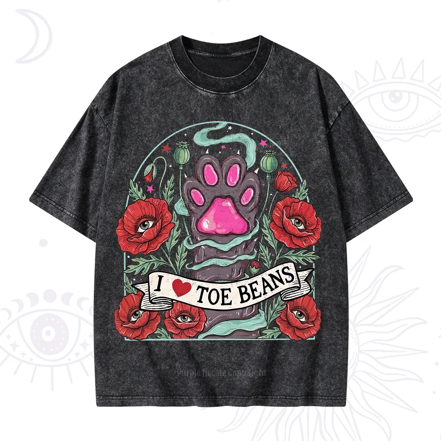 Purplehecate Toe Beans Lover Paw Washed T-Shirt