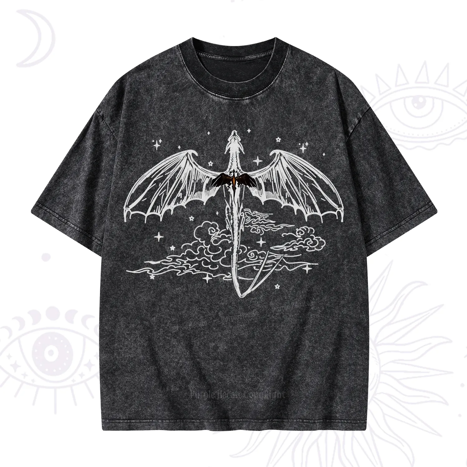 Purplehecate Dragon Rider Celestial Sword Washed T-Shirt