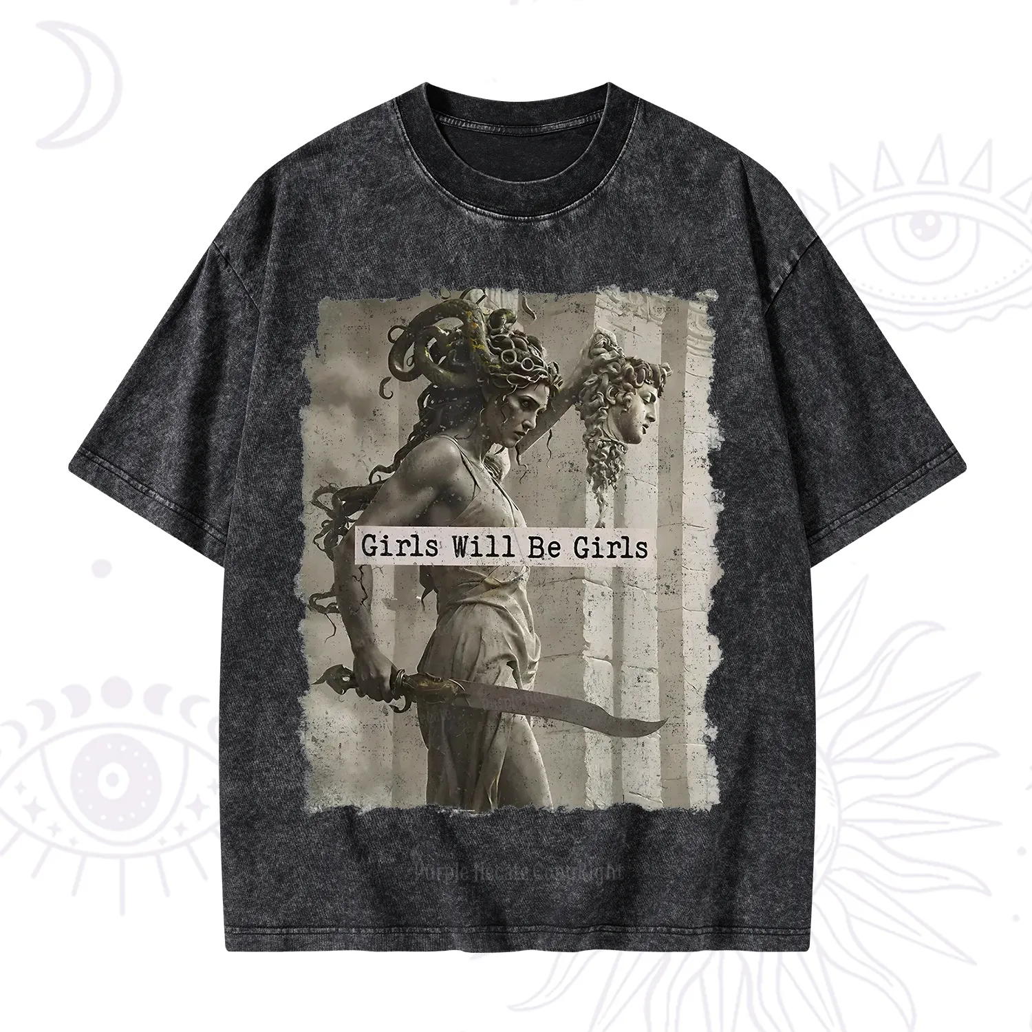 Purplehecate Medusa Girls Will Be Girls Washed T-Shirt
