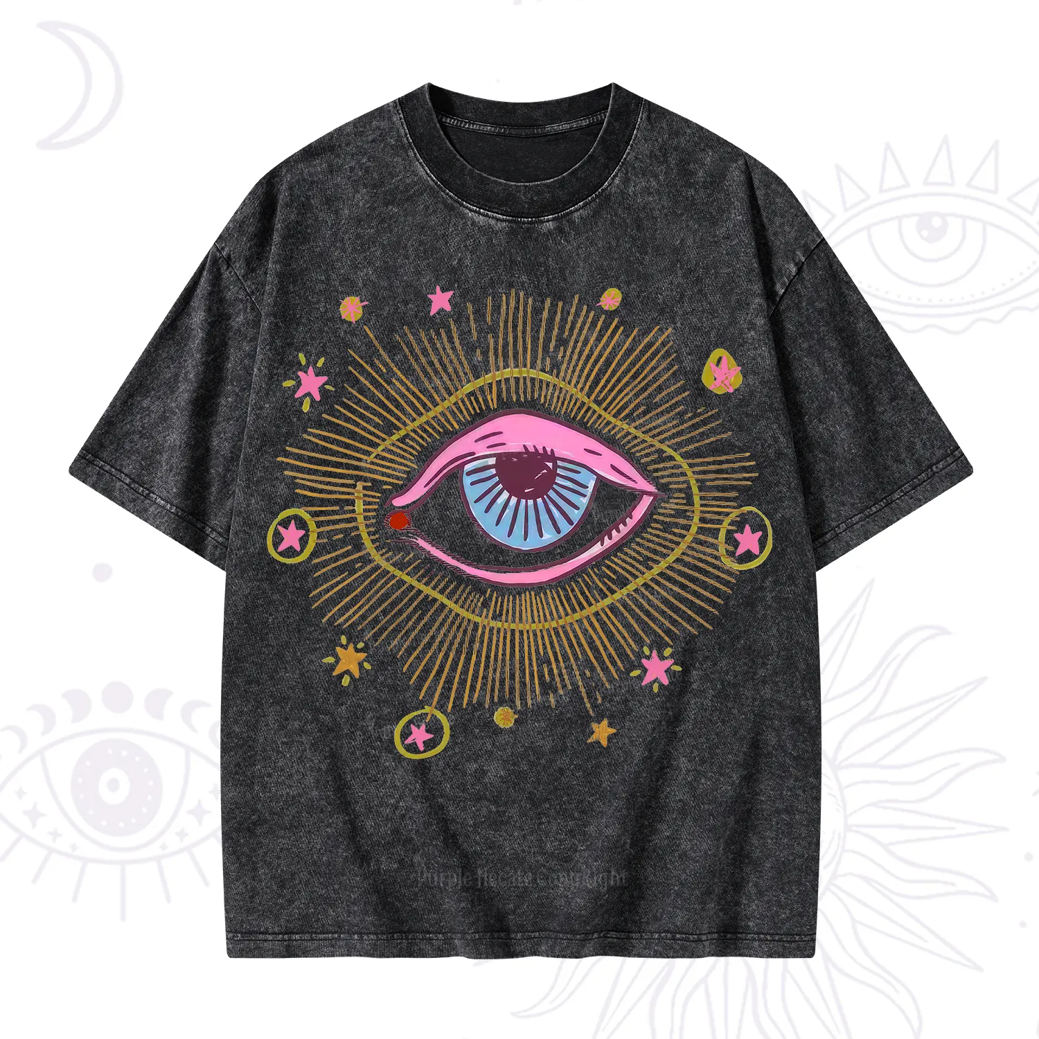 Purplehecate Mystic Gaze Evil Eye Protection Washed T-Shirt
