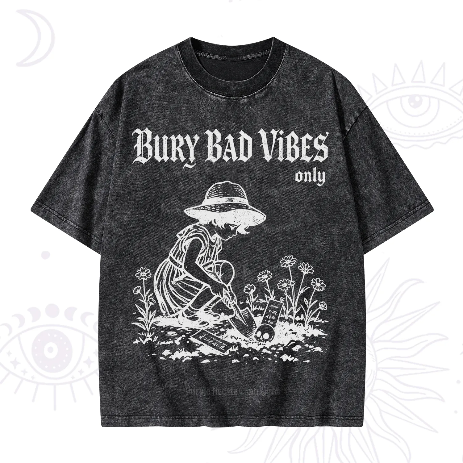 Purplehecate Bury Bad Vibes Only Washed T-Shirt