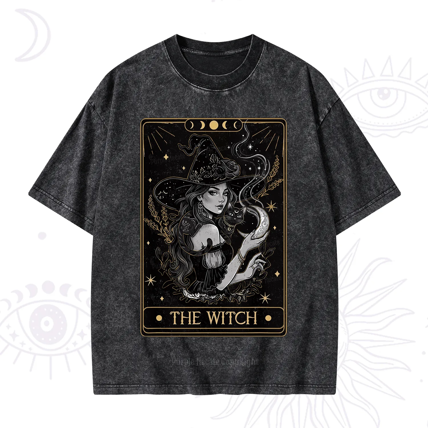 Purplehecate The Witch Enchanted Tarot Card Washed T-Shirt