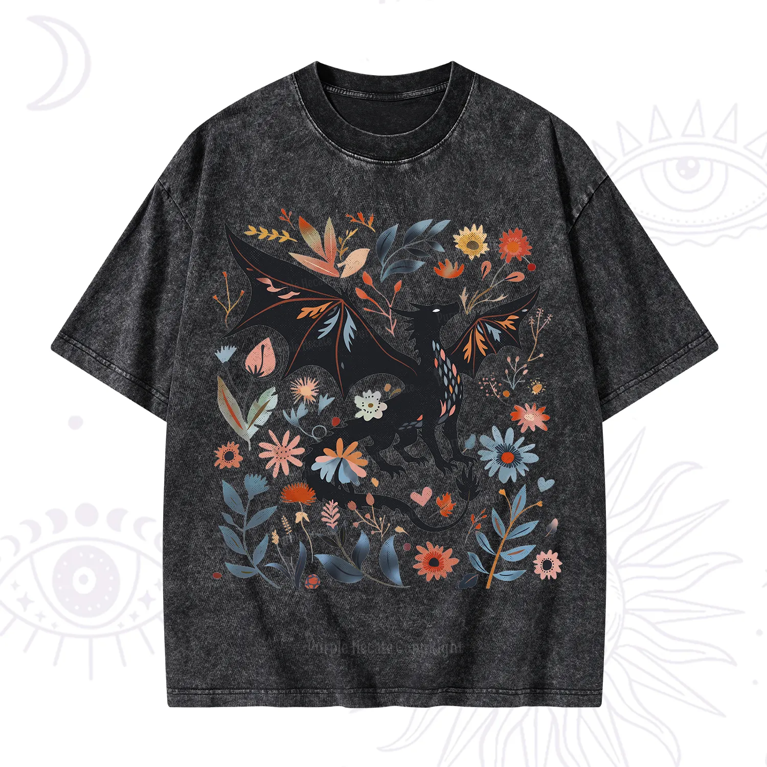 Purplehecate Vintage Fantasy Wyvern Bookish Washed T-Shirt