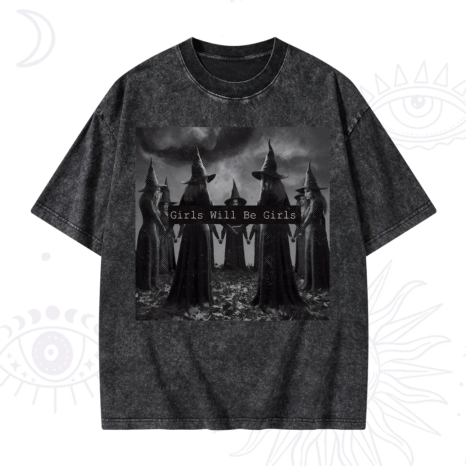 Purplehecate Vintage Girls Will Be Girls Witch Washed T-Shirt