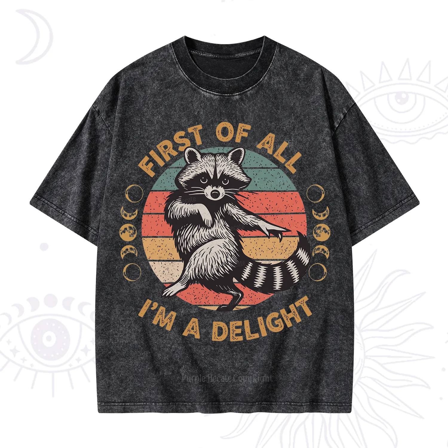 Purplehecate First of All I'm A Delight Raccoon Washed T-Shirt