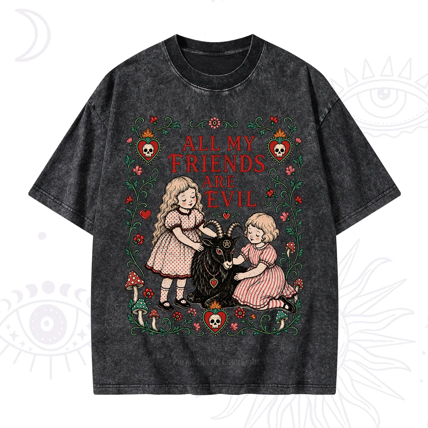 Purplehecate All My Friends Are Evil Washed T-Shirt