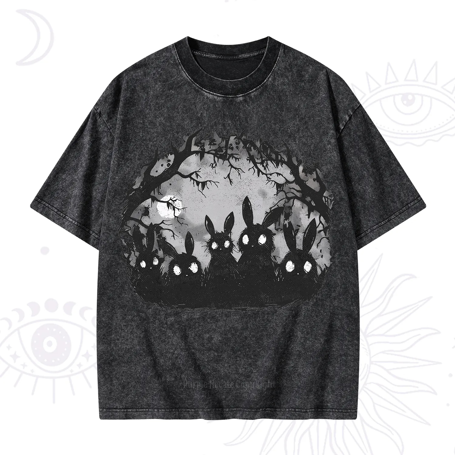 Purplehecate Creepy Weirdcore Bunny Washed T-Shirt