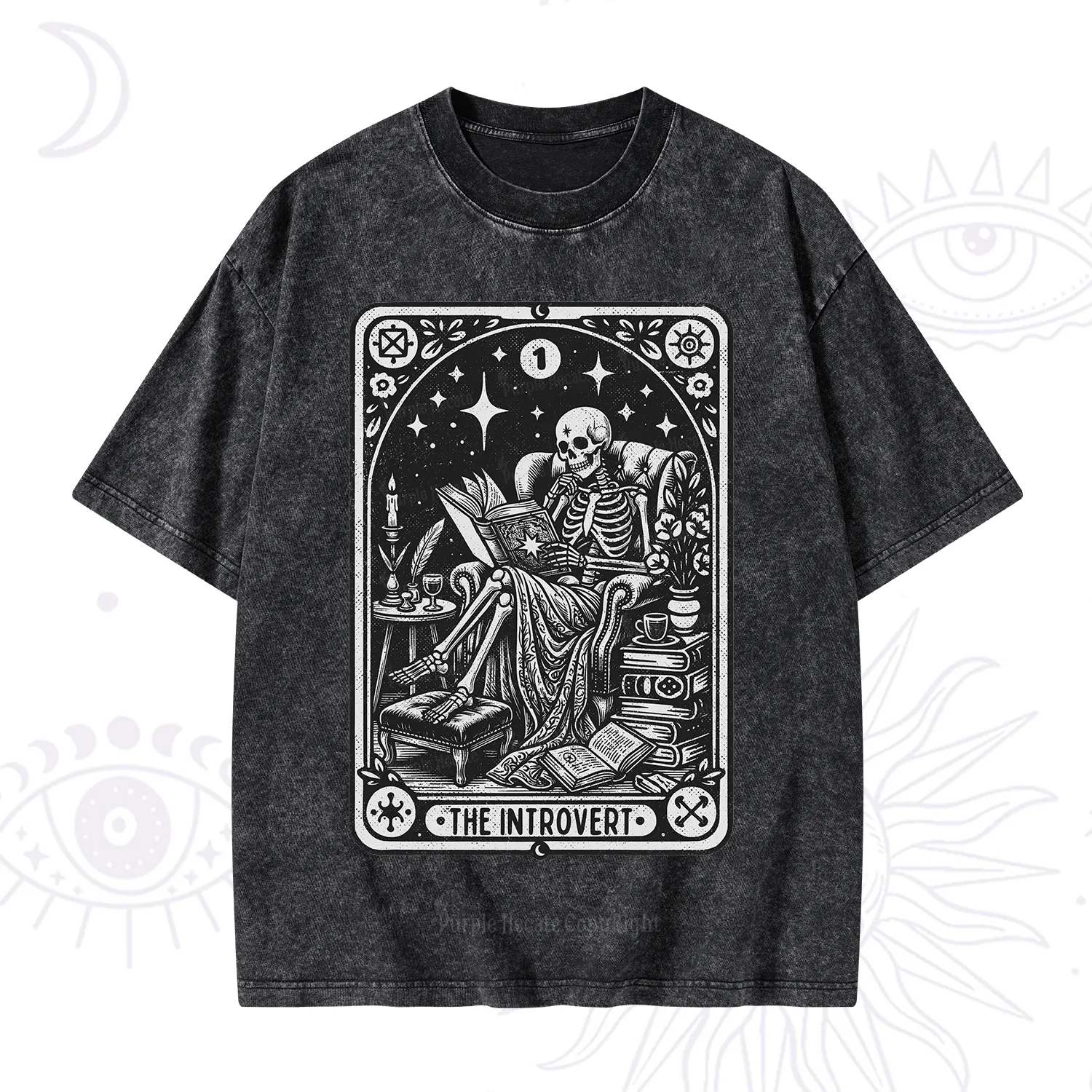 Purplehecate The Introvert Tarot Card Washed T-Shirt