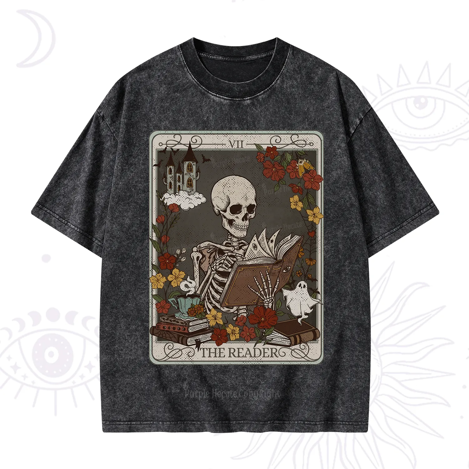 Purplehecate The Reader Tarot Card Washed T-Shirt