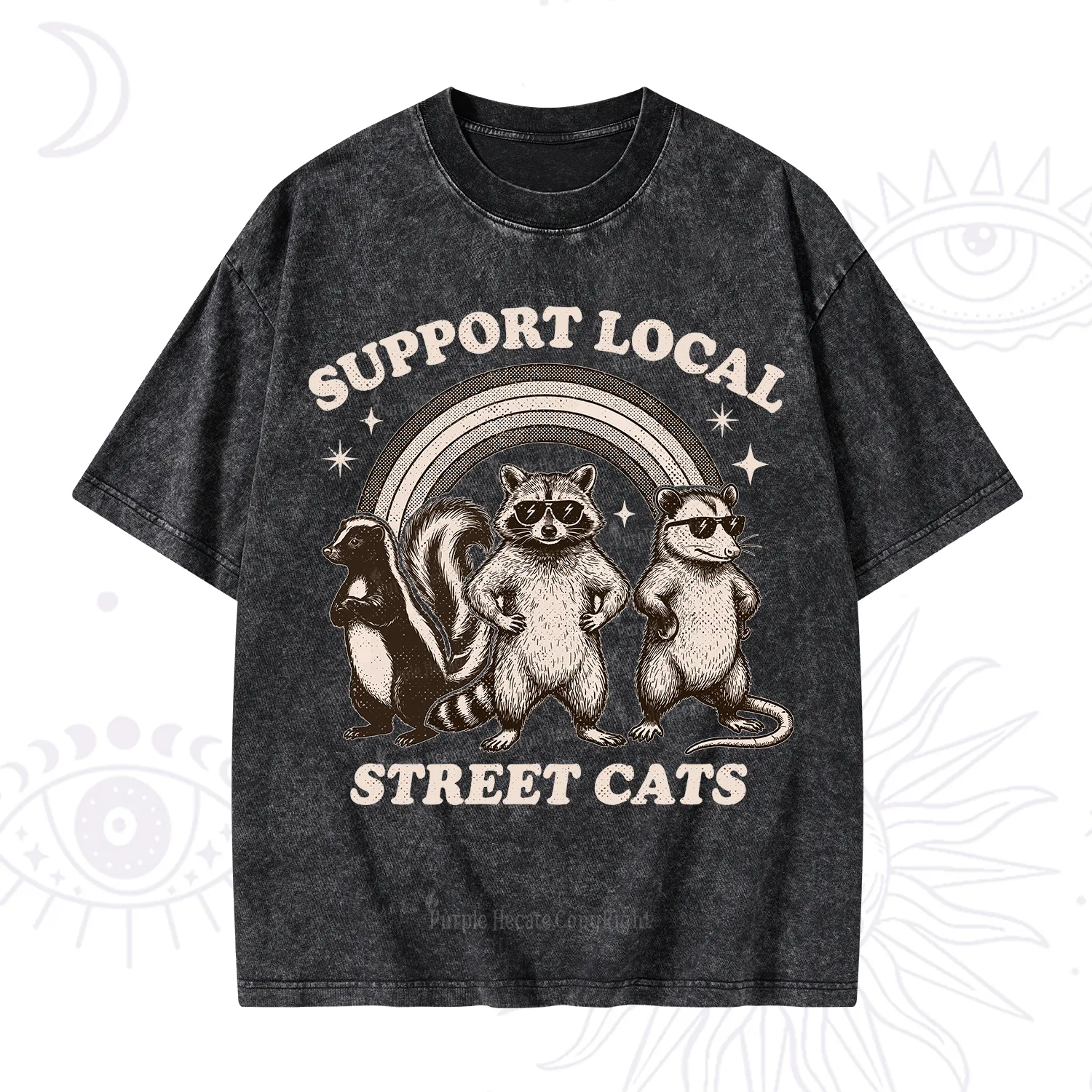 Purplehecate Support your local street cats Washed T-Shirt