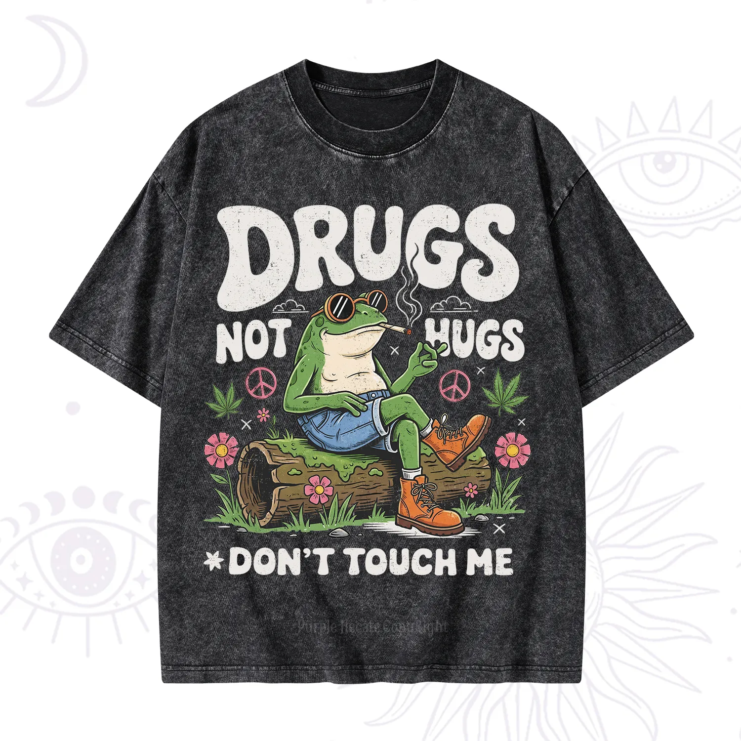Purplehecate Drugs Not Hugs Washed T-Shirt
