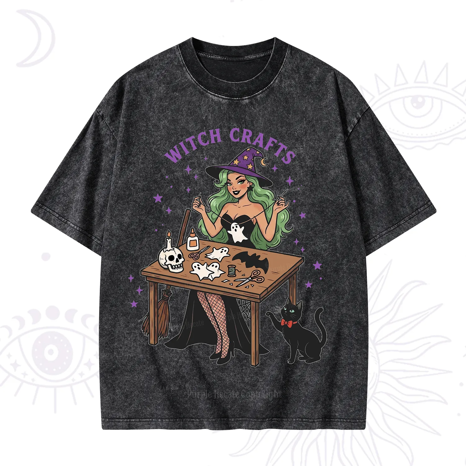 Purplehecate Quirky Witch Crafts Washed T-Shirt