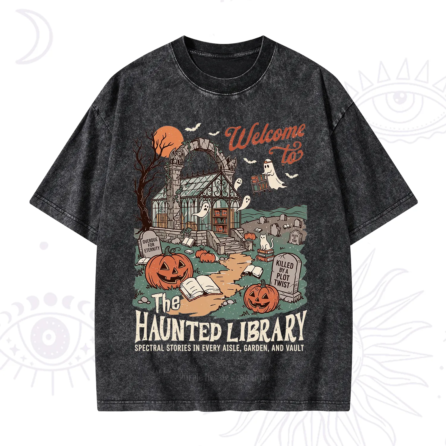 Purplehecate Welcome to the Haunted Library Washed T-Shirt
