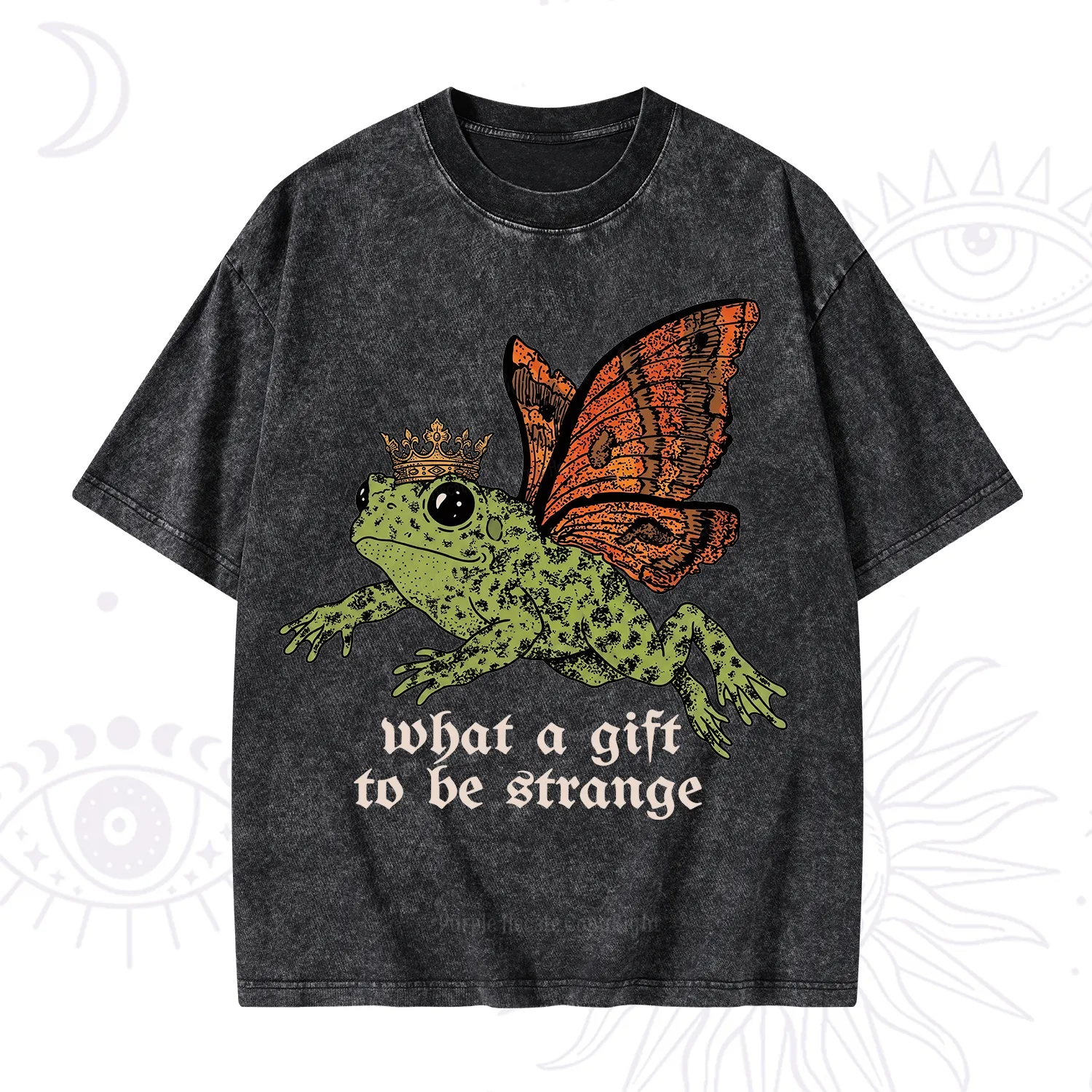 Purplehecate What a Gift to Be Strange Frog Washed T-Shirt