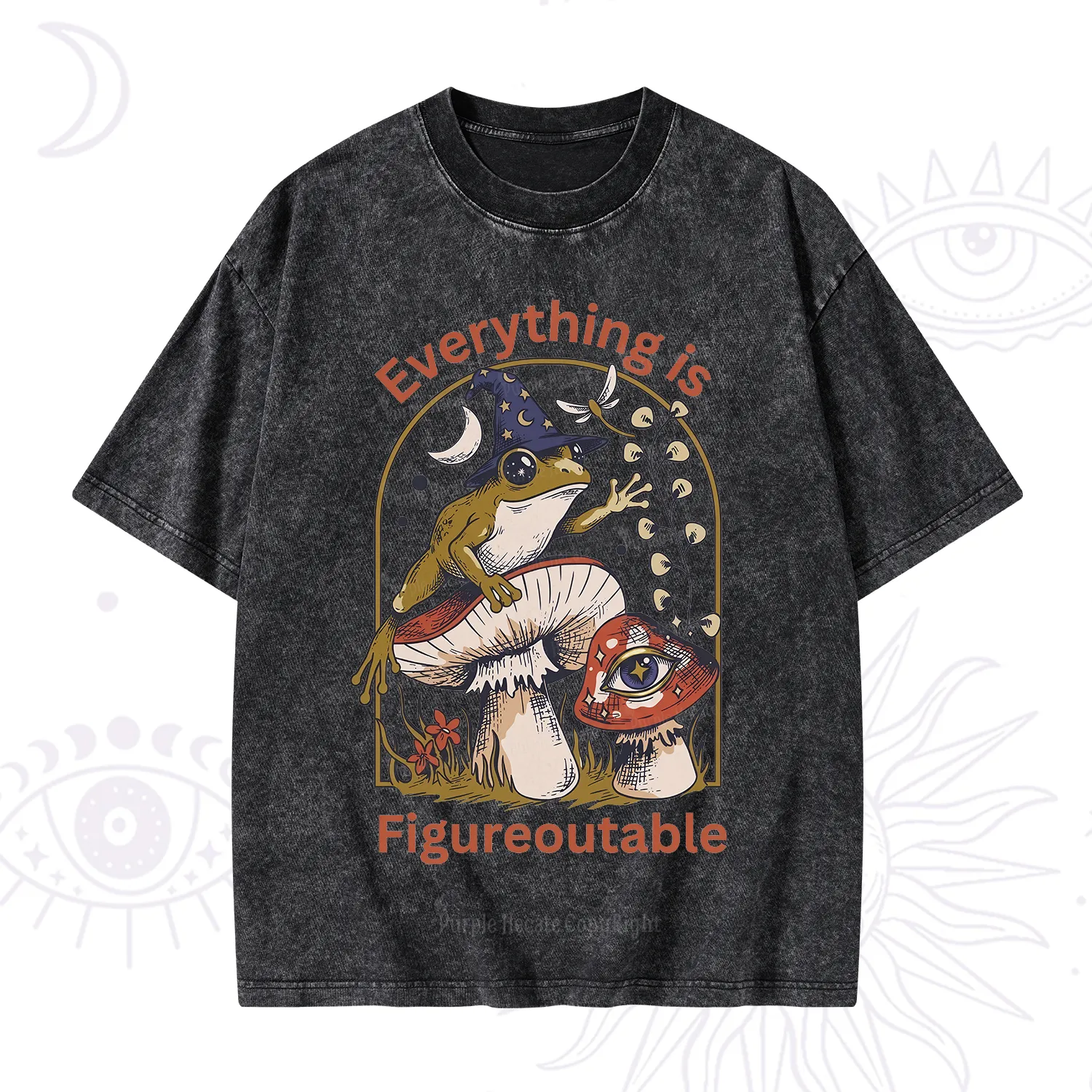 Purplehecate Everything Is Figureoutable Frog Washed T-Shirt