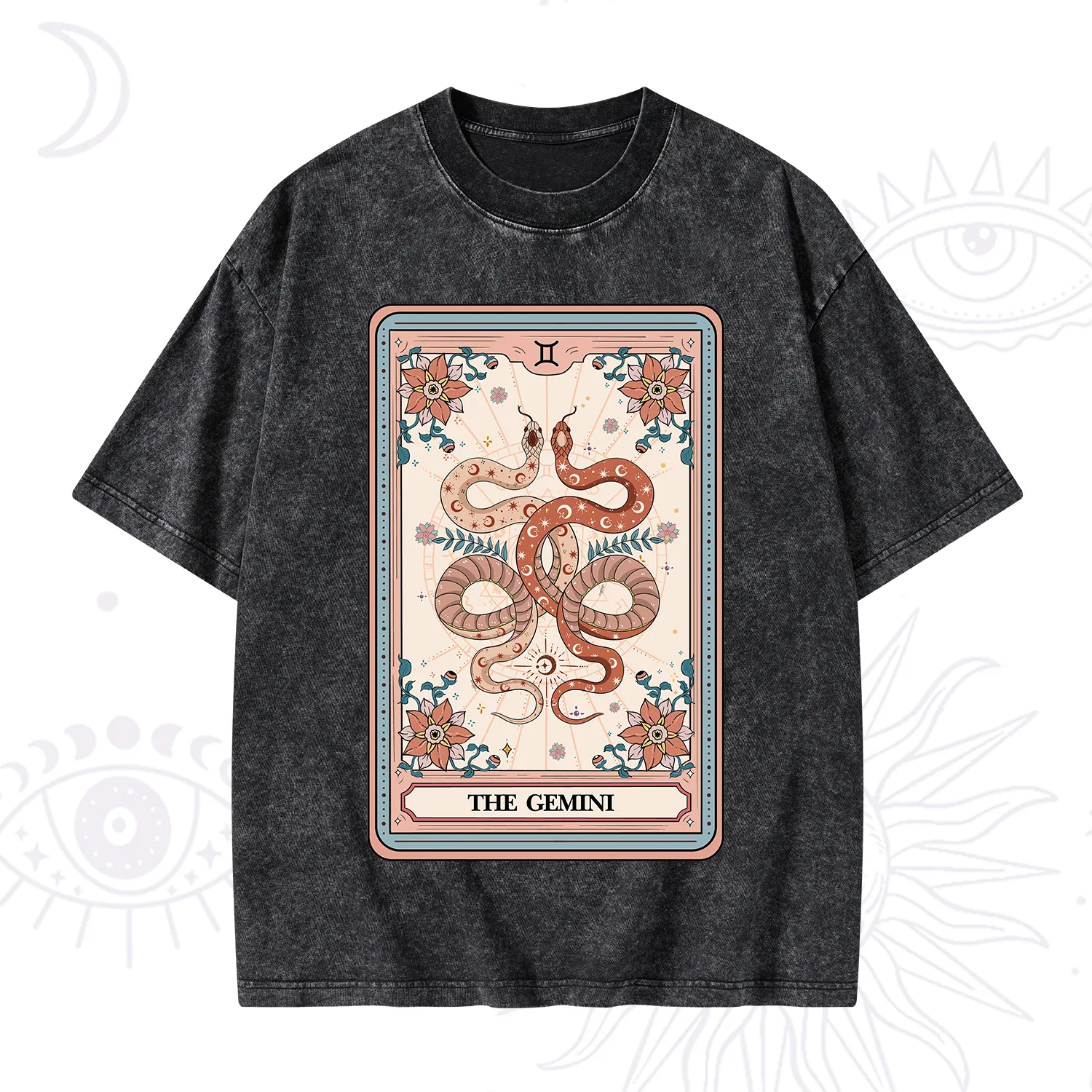 Purplehecate The Gemini Tarot Card Washed T-Shirt
